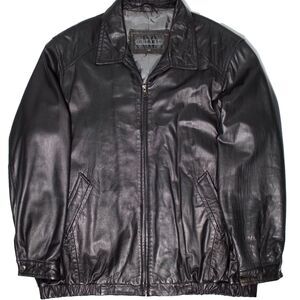 VTG Collezione Black Leather Jacket Interior Pockets Men Size 3XLT Big & Tall